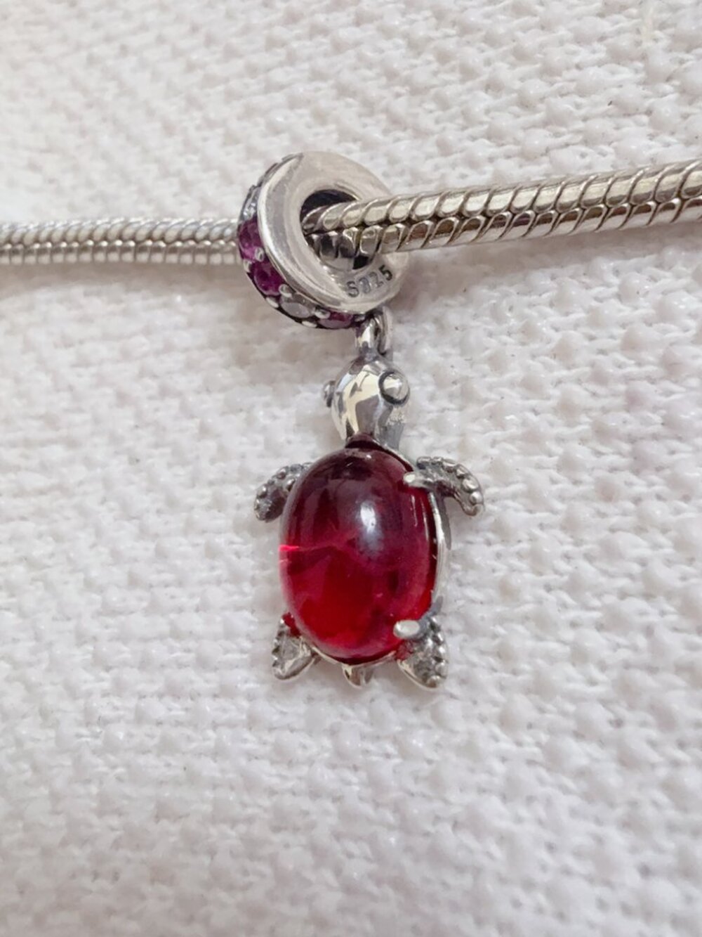 Red Murano Glass Turtle Dangle Silver Charm For Pandora Bracelet Necklace